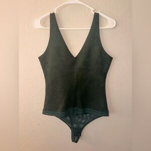 BCBGMaxAzria Forest Green V-Neck Bodysuit